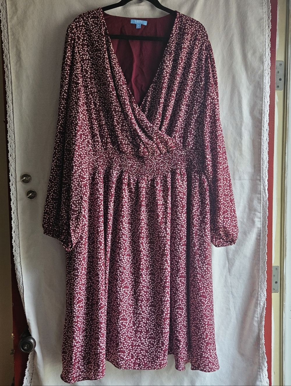 DRAPER JAMES BURGUNDY FLORAL DRESS 3X NWT